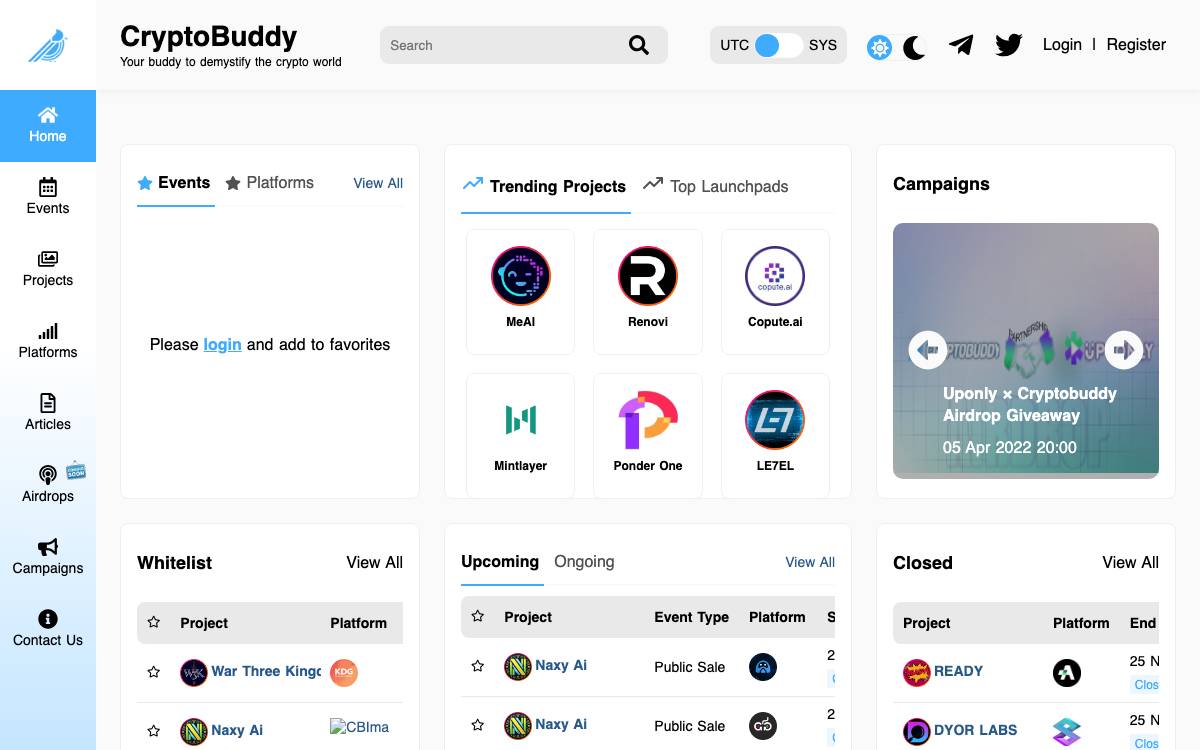 Cryptobuddy website preview