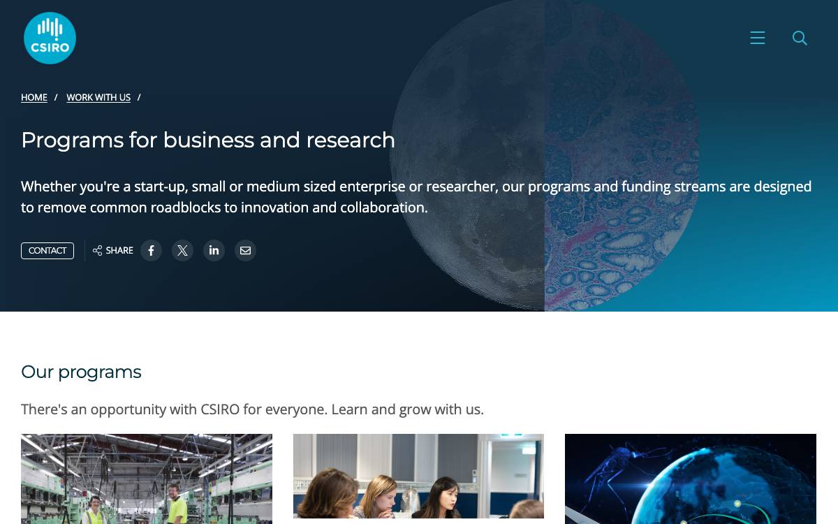CSIRO Kick-Start Program website preview