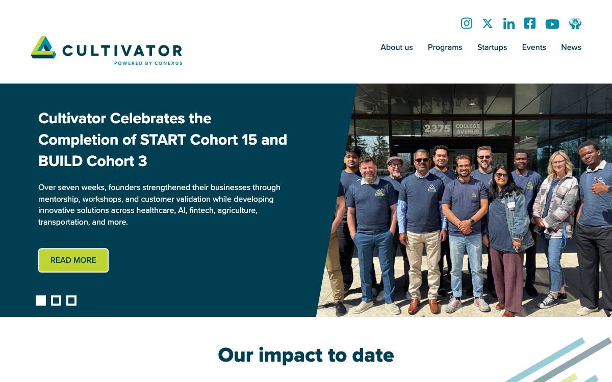 Cultivator Powered by Conexus website preview