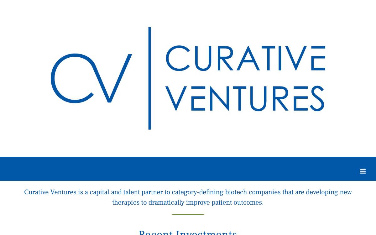Curative Ventures website preview