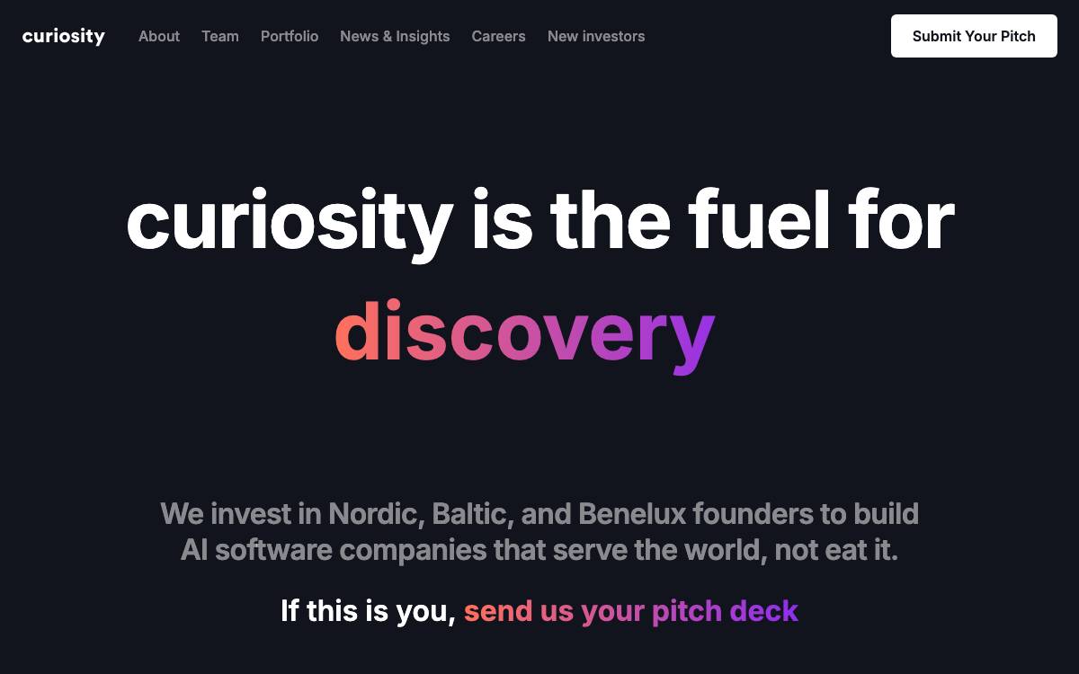 Curiosity VC website preview