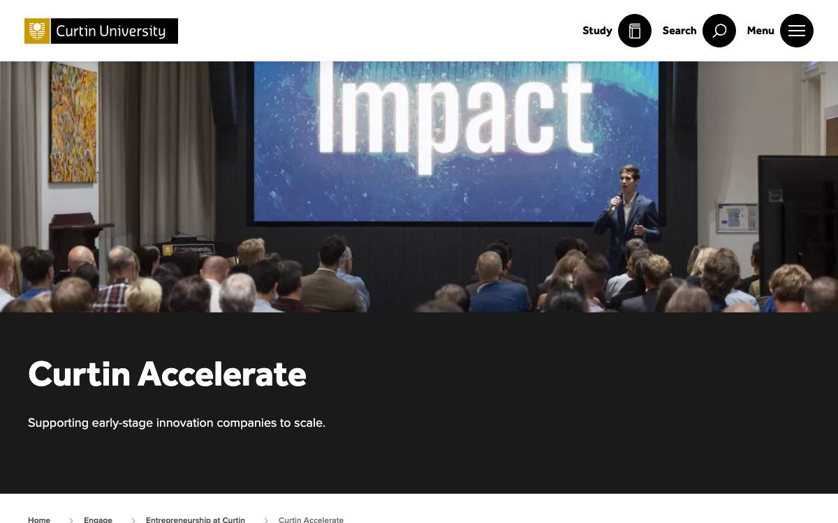 Curtin Accelerate website preview