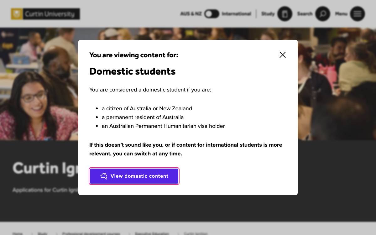 Curtin Ignition website preview