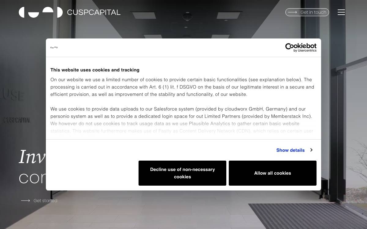 Cusp Capital website preview