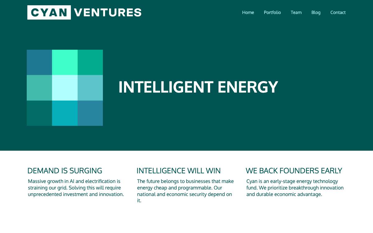 Cyan Ventures website preview
