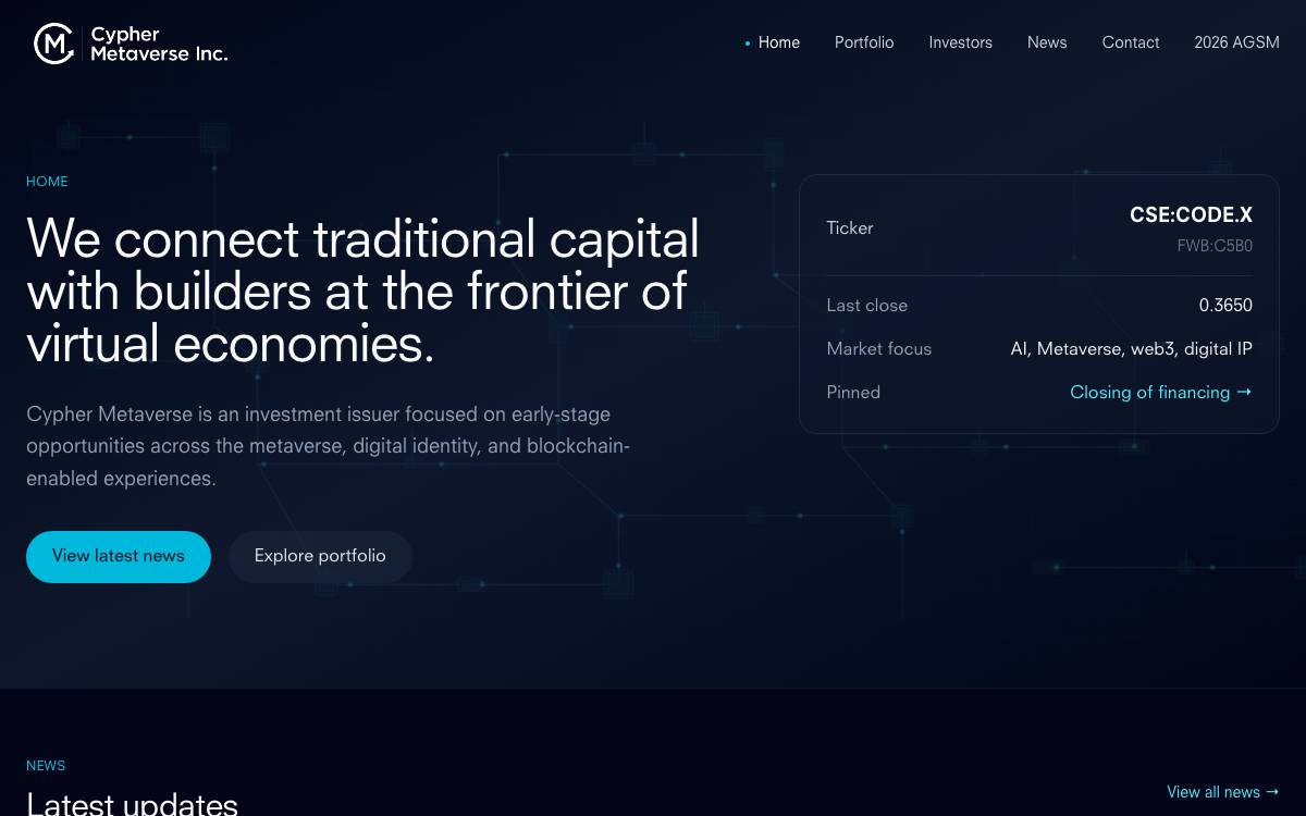 Cypher Meta website preview