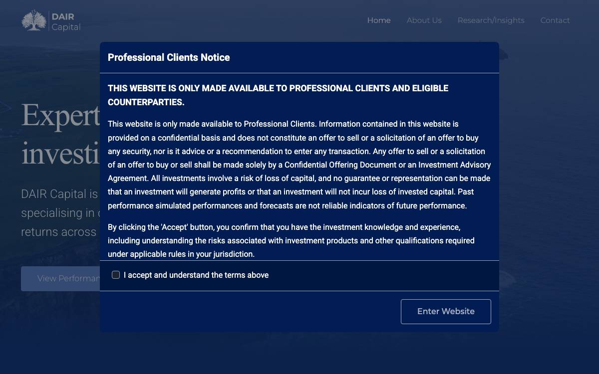 Dair Capital website preview