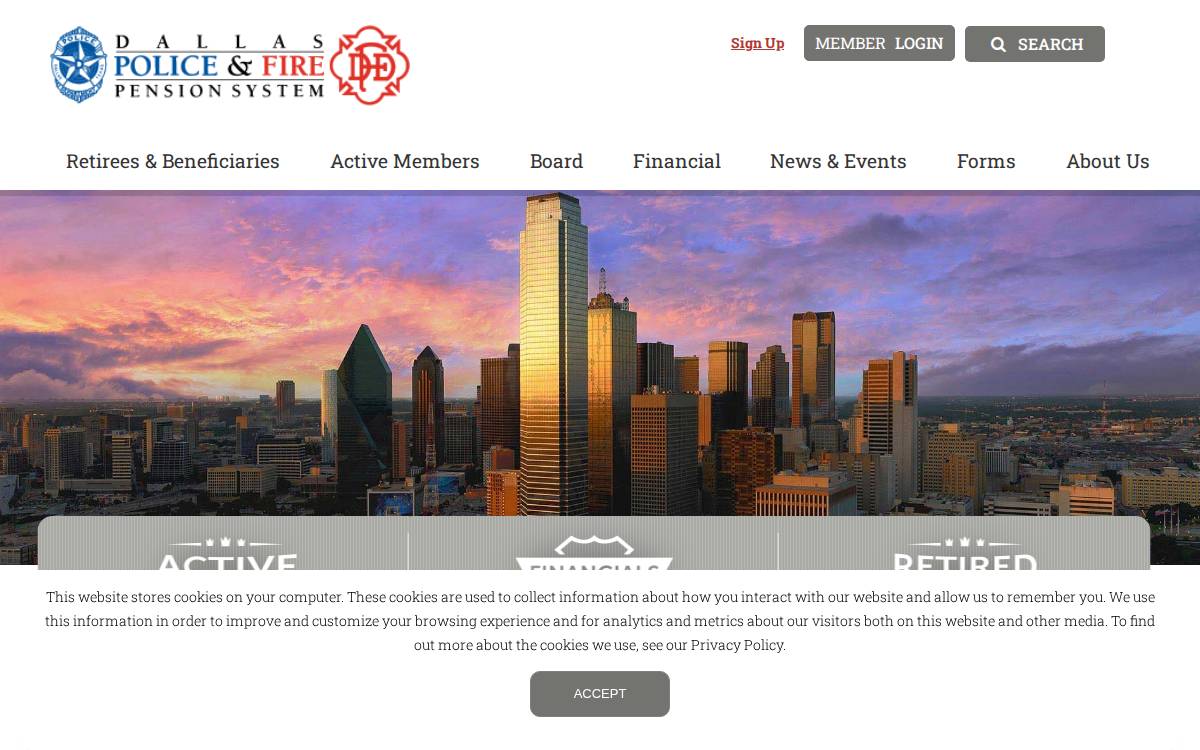 Dallas Police & Fire Pension System website preview