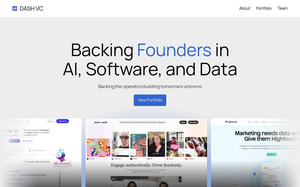 Dash VC website preview