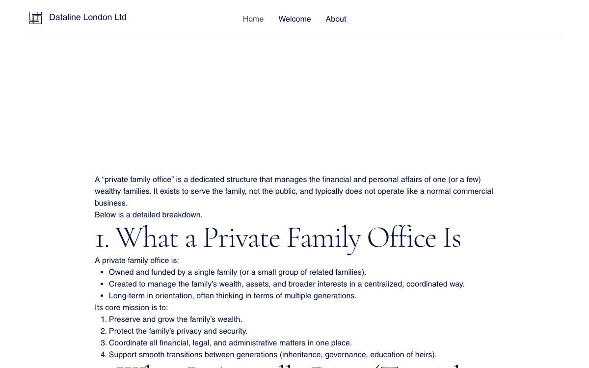 Dataline London website preview