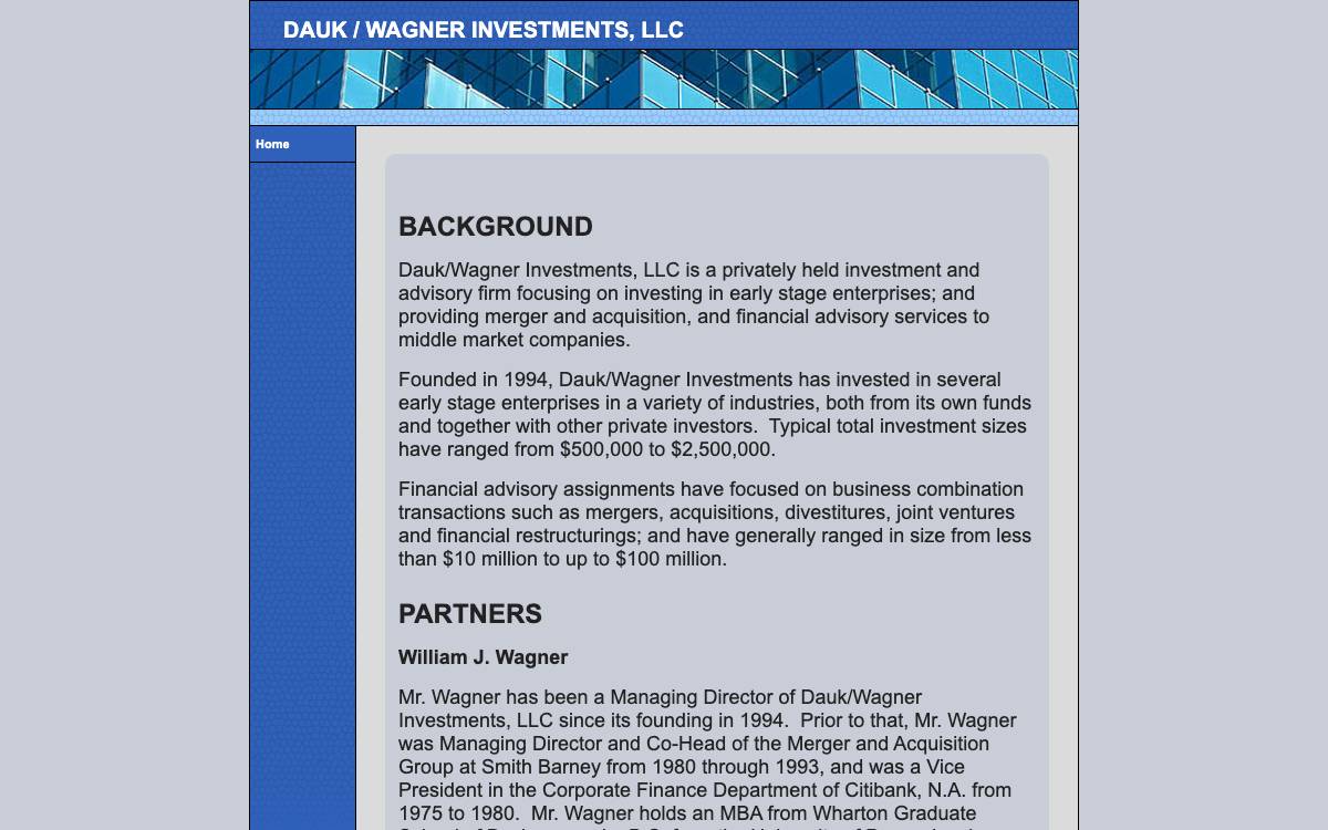Dauk/Wagner Investments, LLC website preview