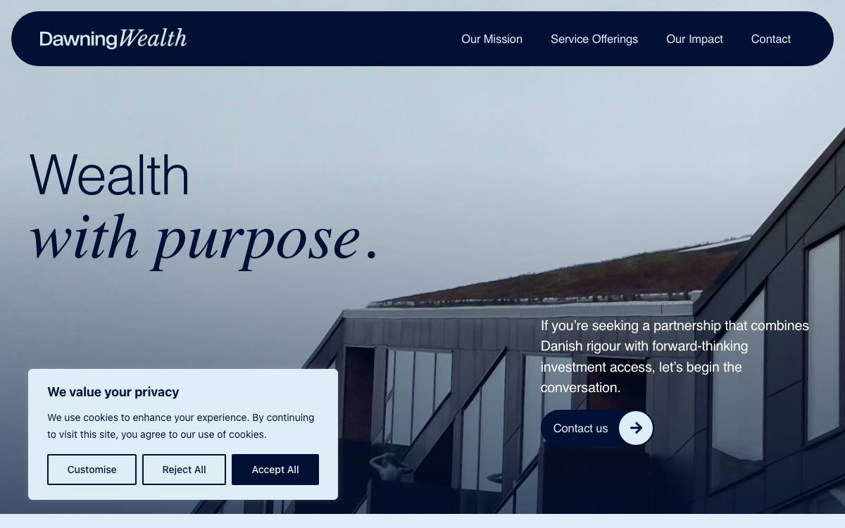 Dawning Wealth website preview