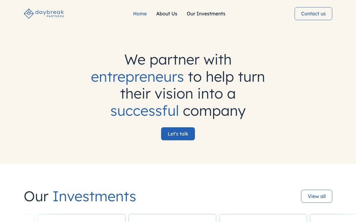 Daybreak Partners website preview