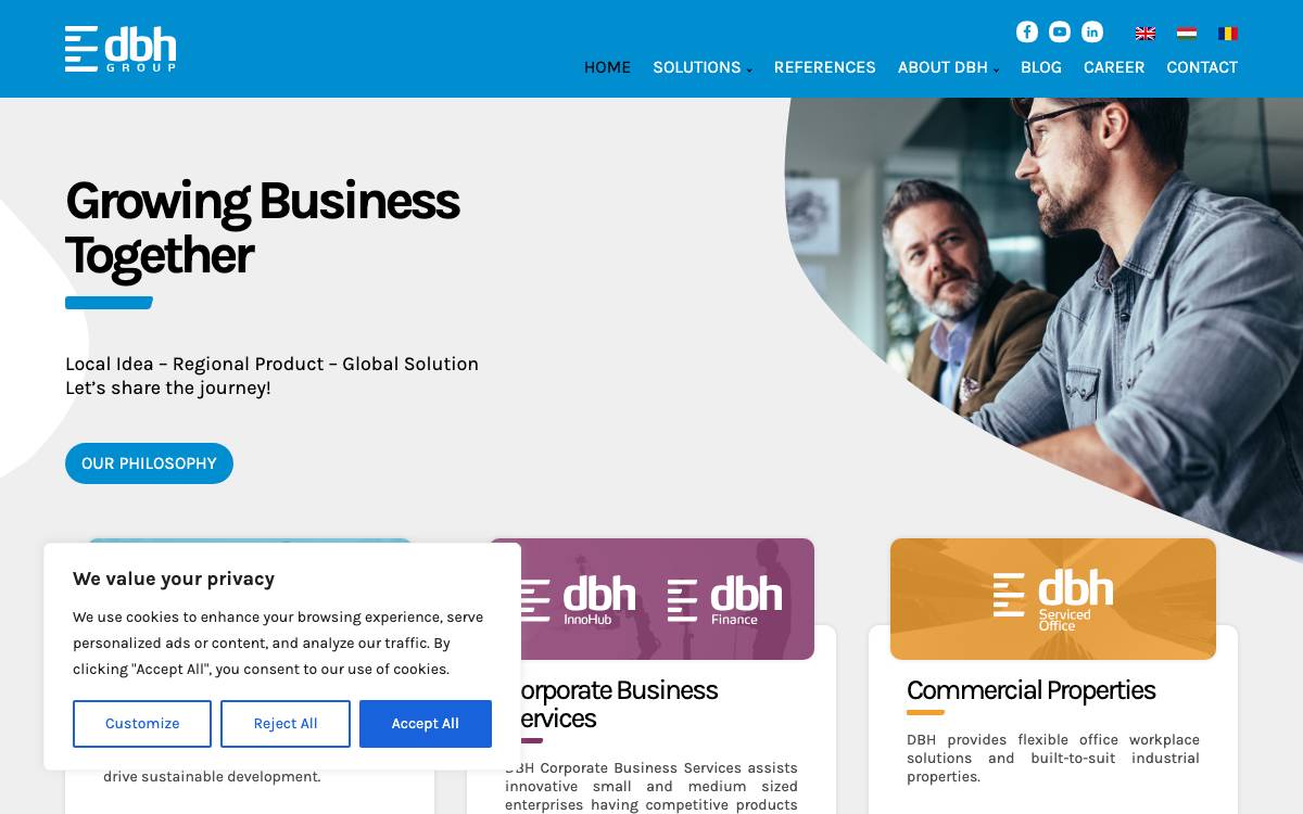 DBH Investment Zrt. website preview