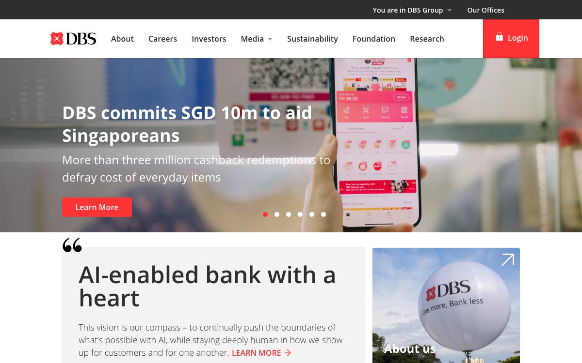 DBS Bank website preview