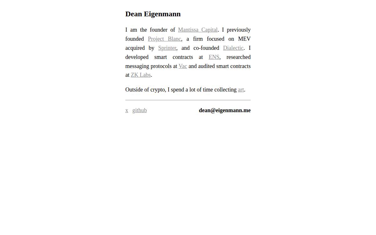 Dean Eigenmann website preview