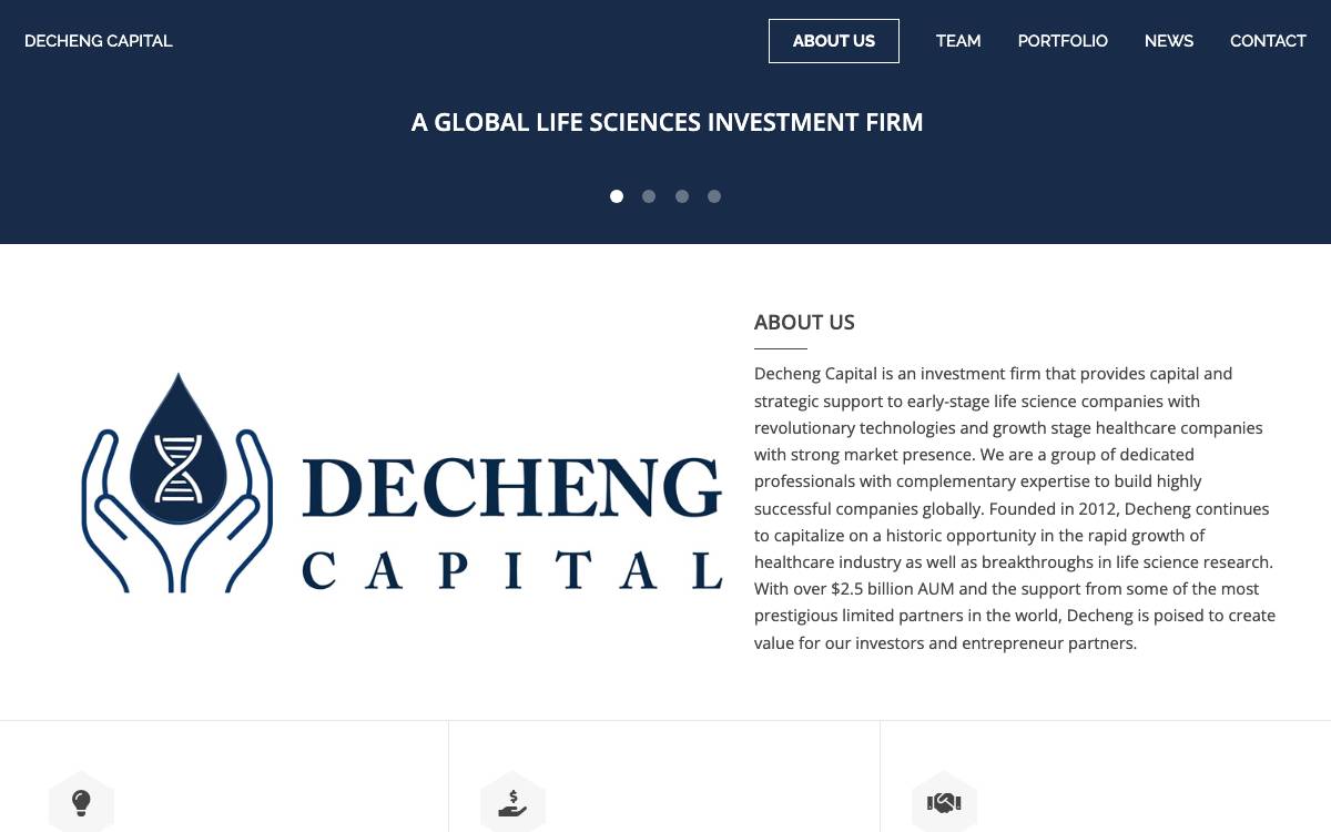 Decheng Capital website preview