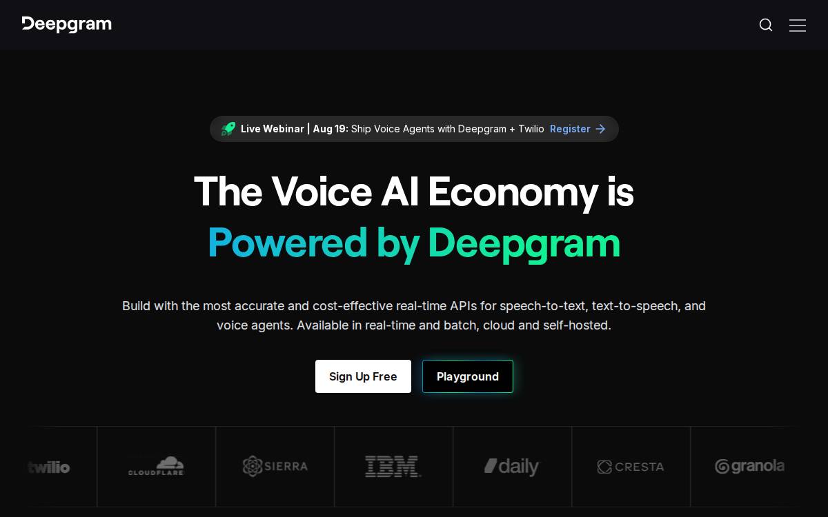 Deepgram website preview