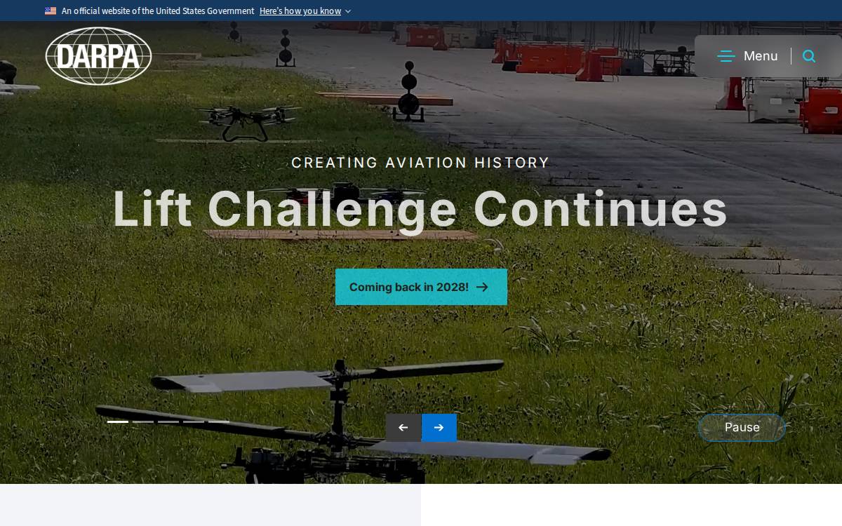 Defense Advanced Research Projects Agency (DARPA) website preview