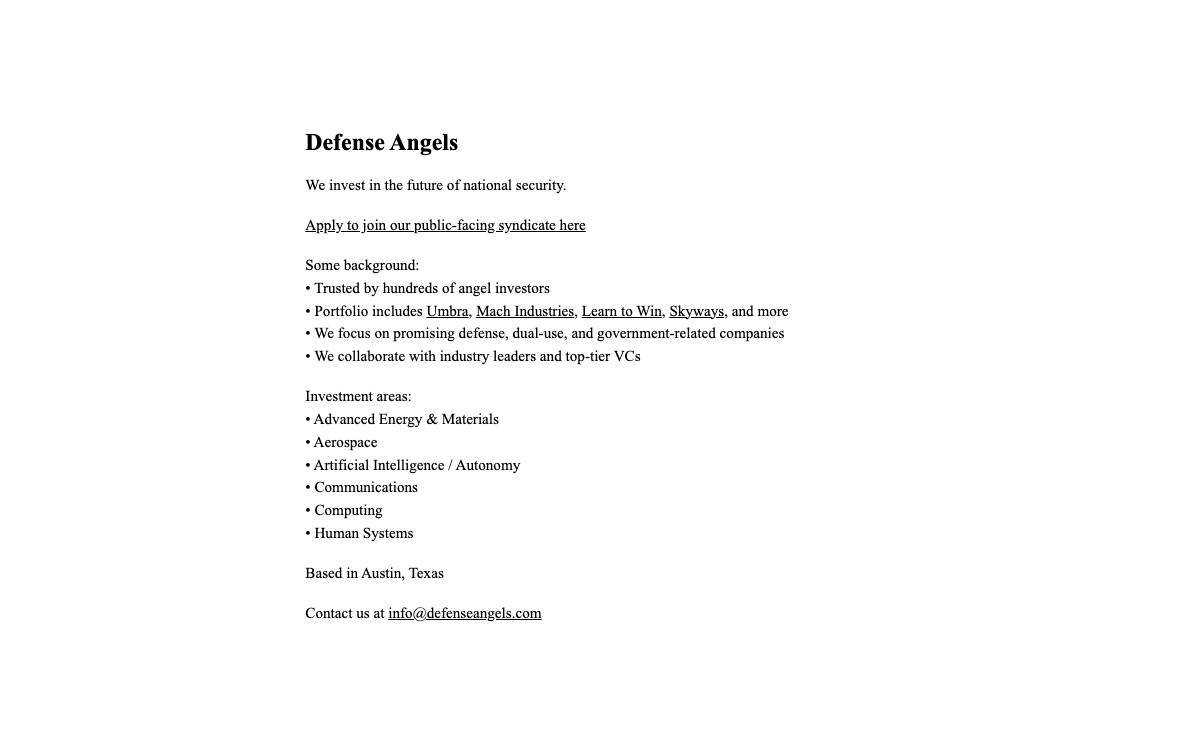 Defense Angels website preview