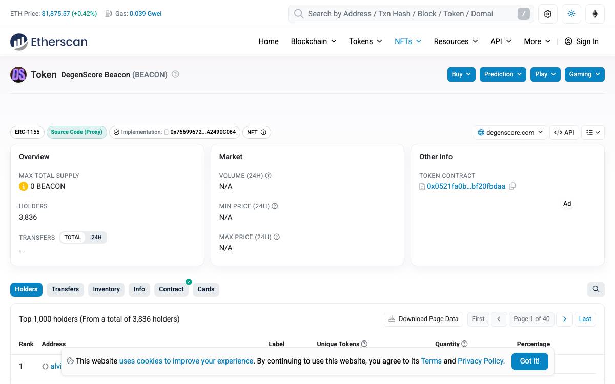 DegenScore website preview