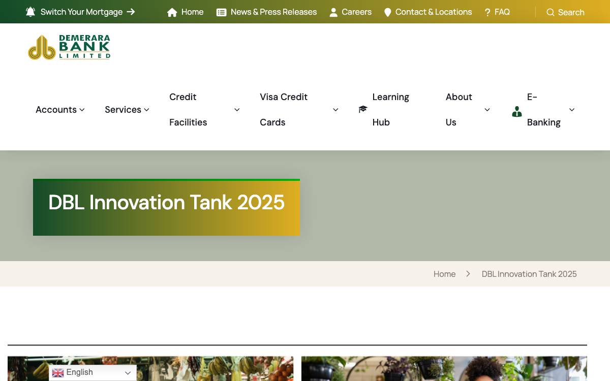 Demerara Bank Innovation Tank website preview