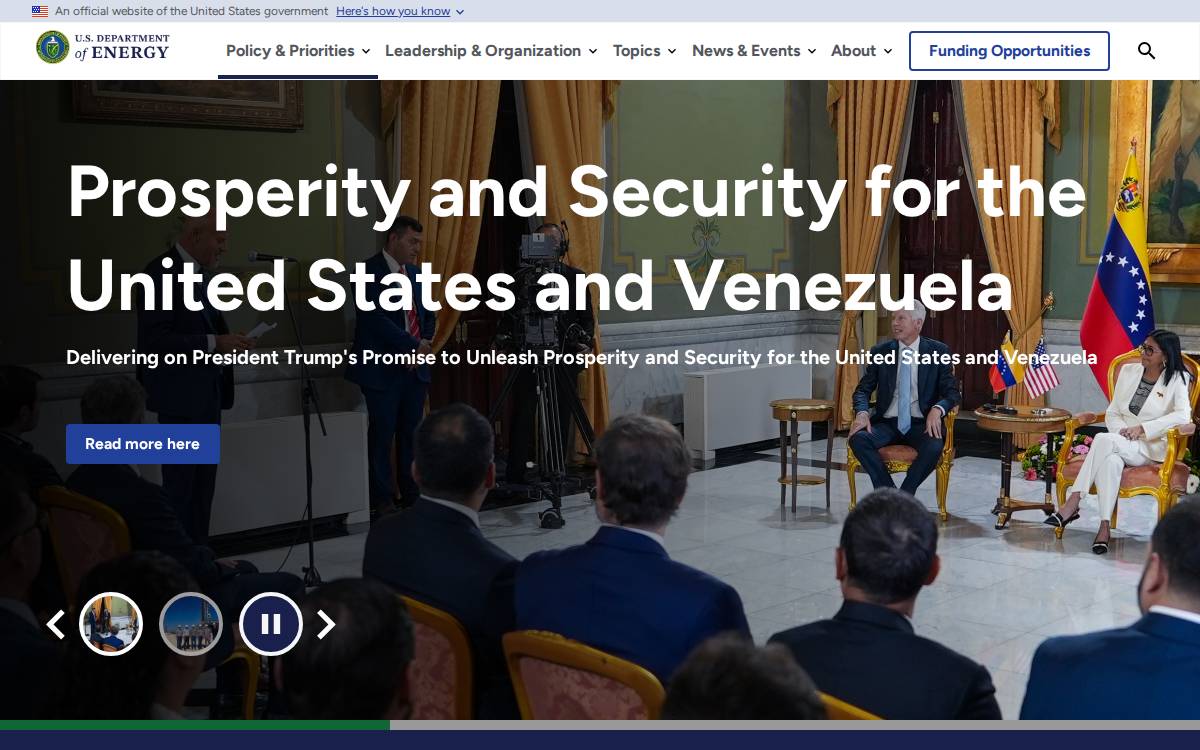 Department of Energy website preview
