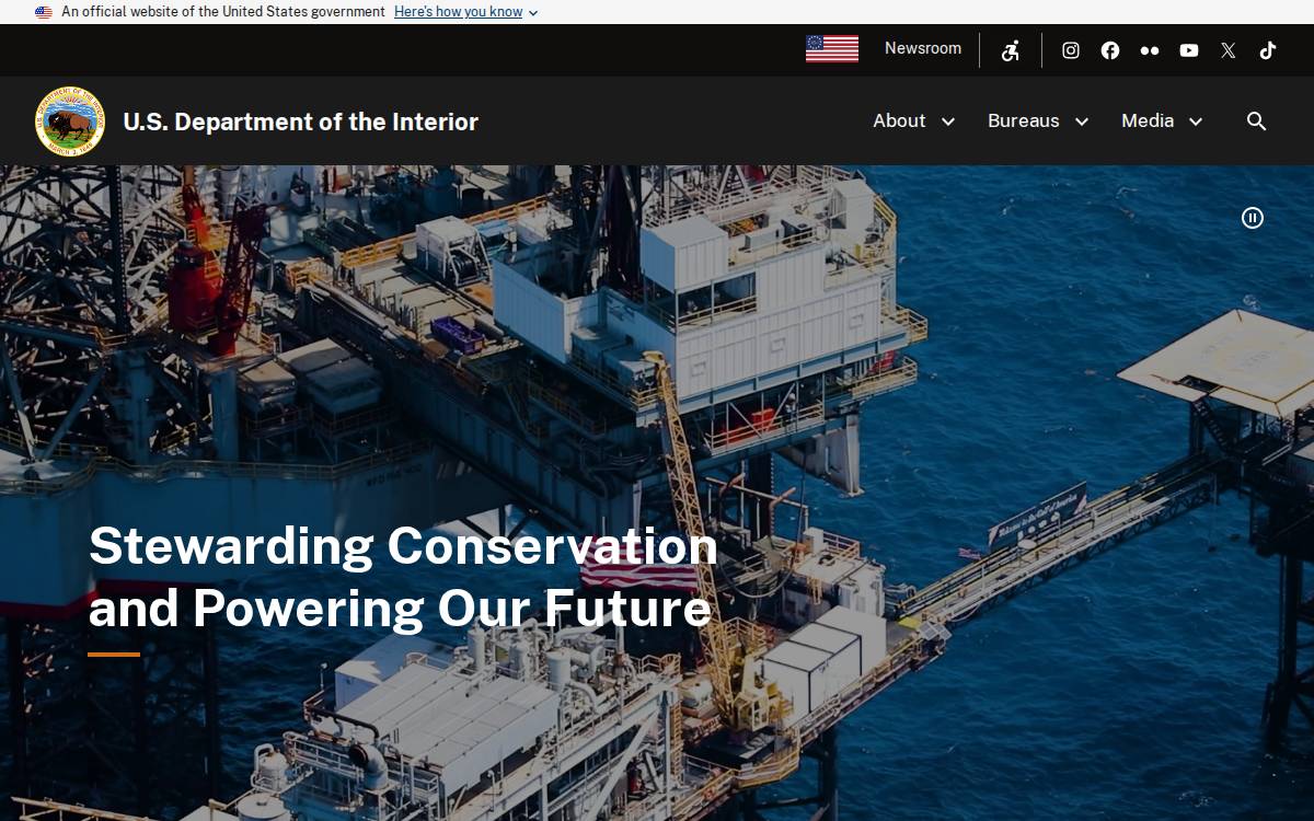 Department of the Interior website preview