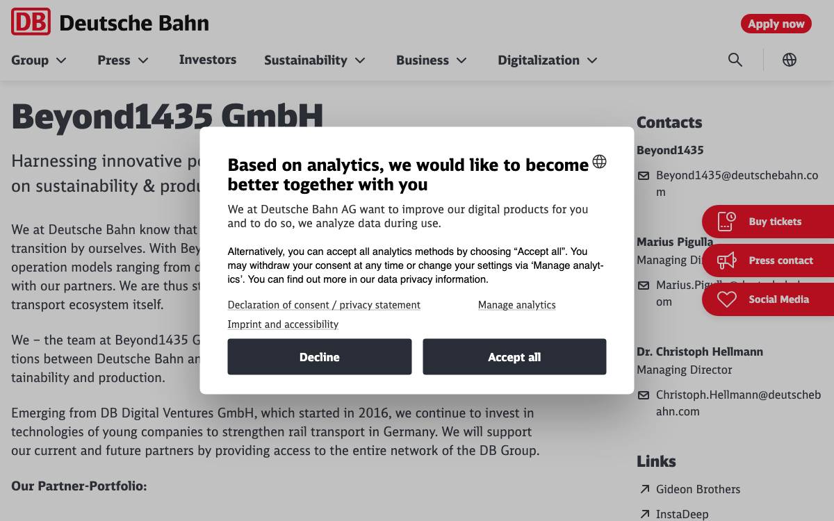 Deutsche Bahn Digital Ventures website preview