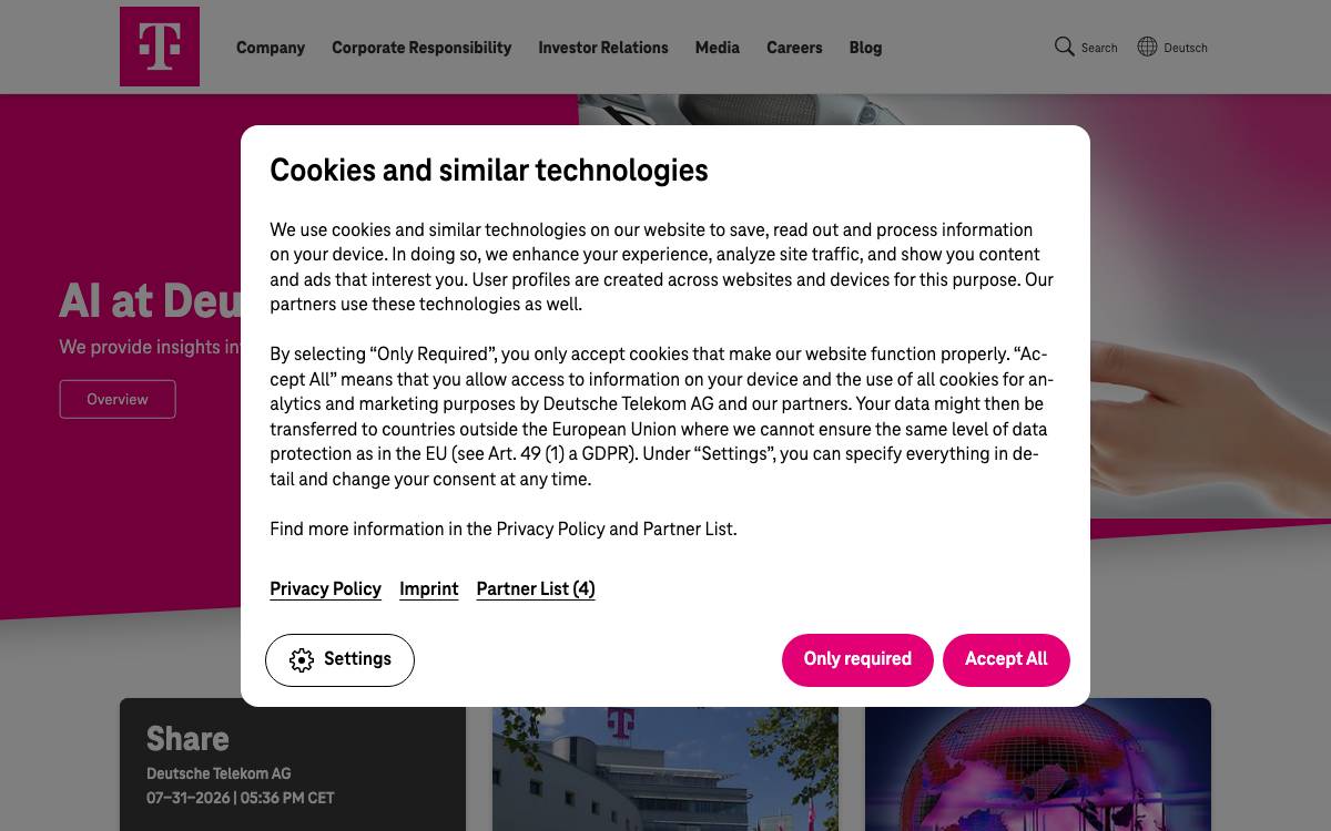 Deutsche Telekom (DTEGY) website preview