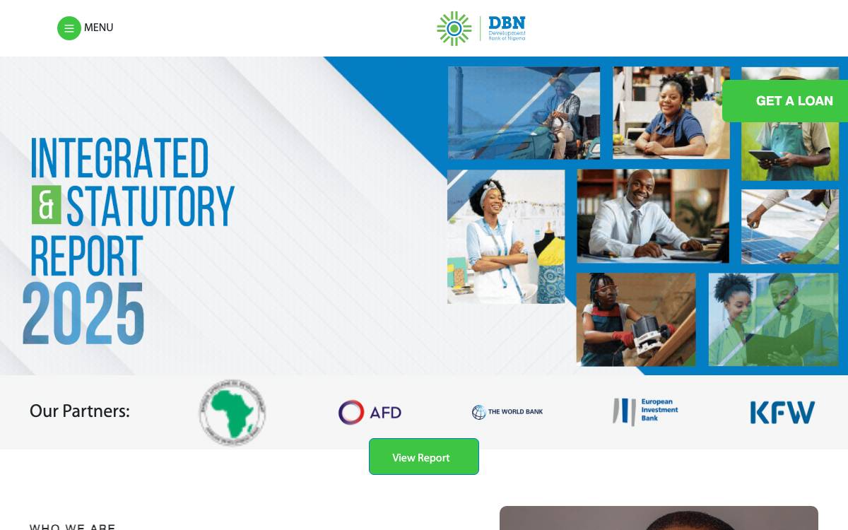 Development Bank of Nigeria website preview