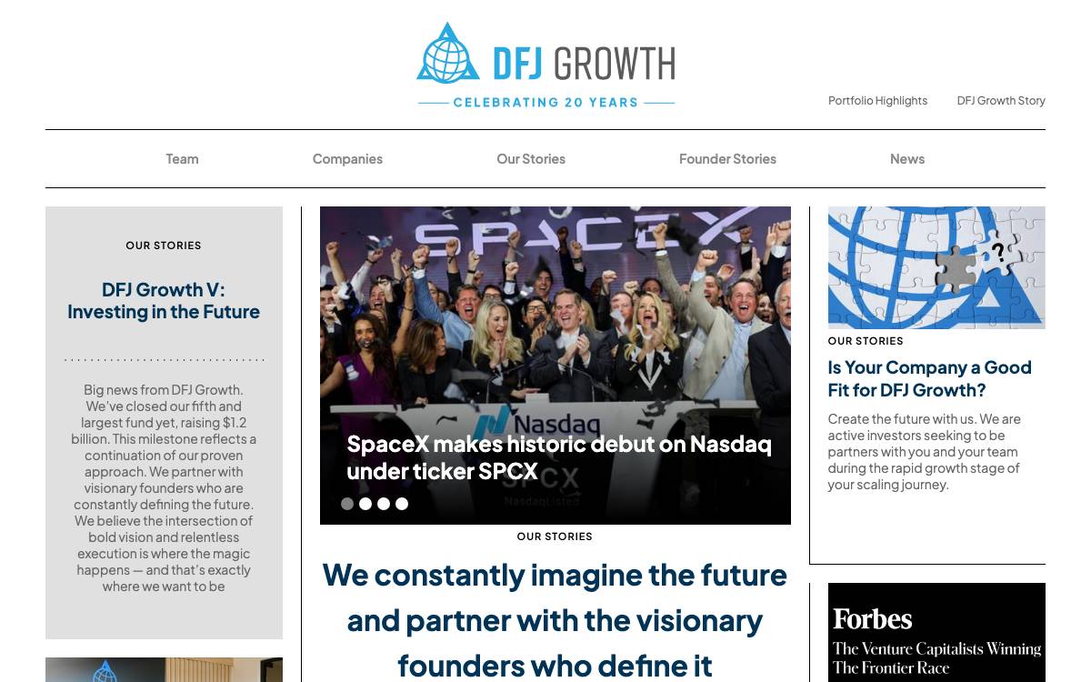 DFJ website preview
