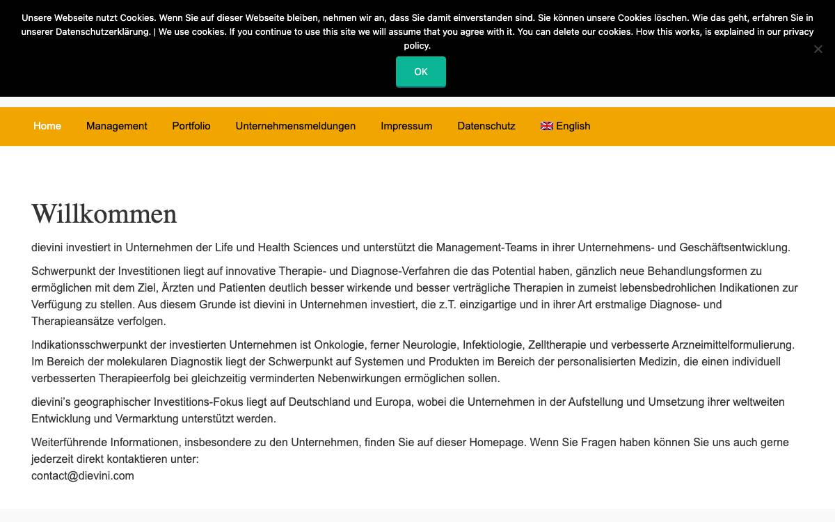 dievini Hopp BioTech holding GmbH & Co. KG website preview