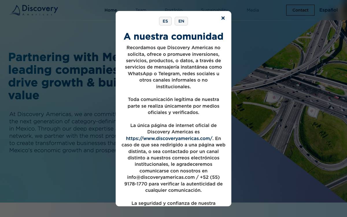 Discovery Americas website preview