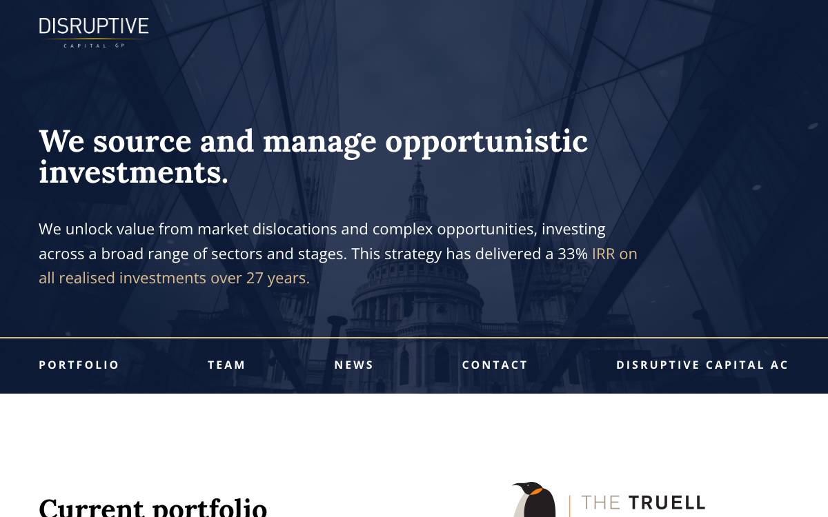 Disruptive Capital website preview
