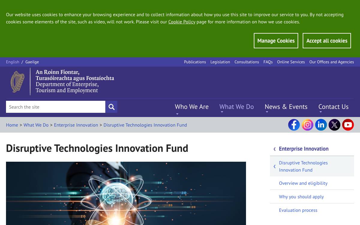 Disruptive Technologies Innovation Fund website preview