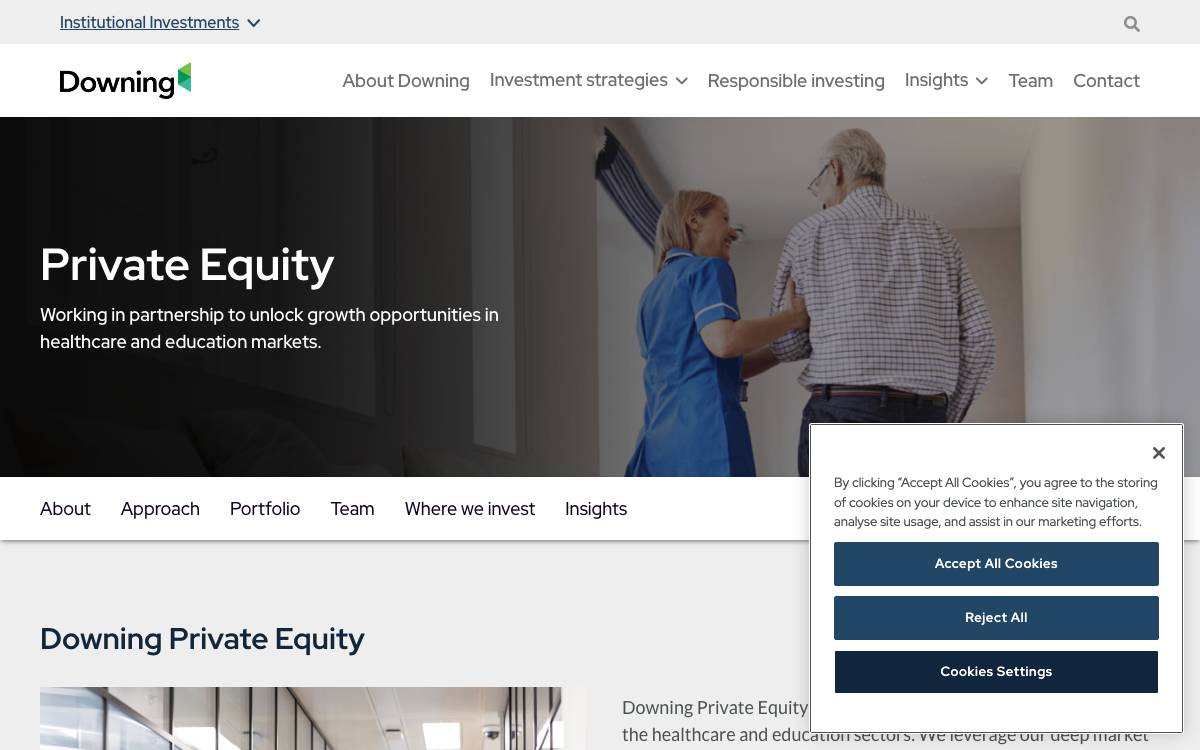 Downing Private Equity website preview