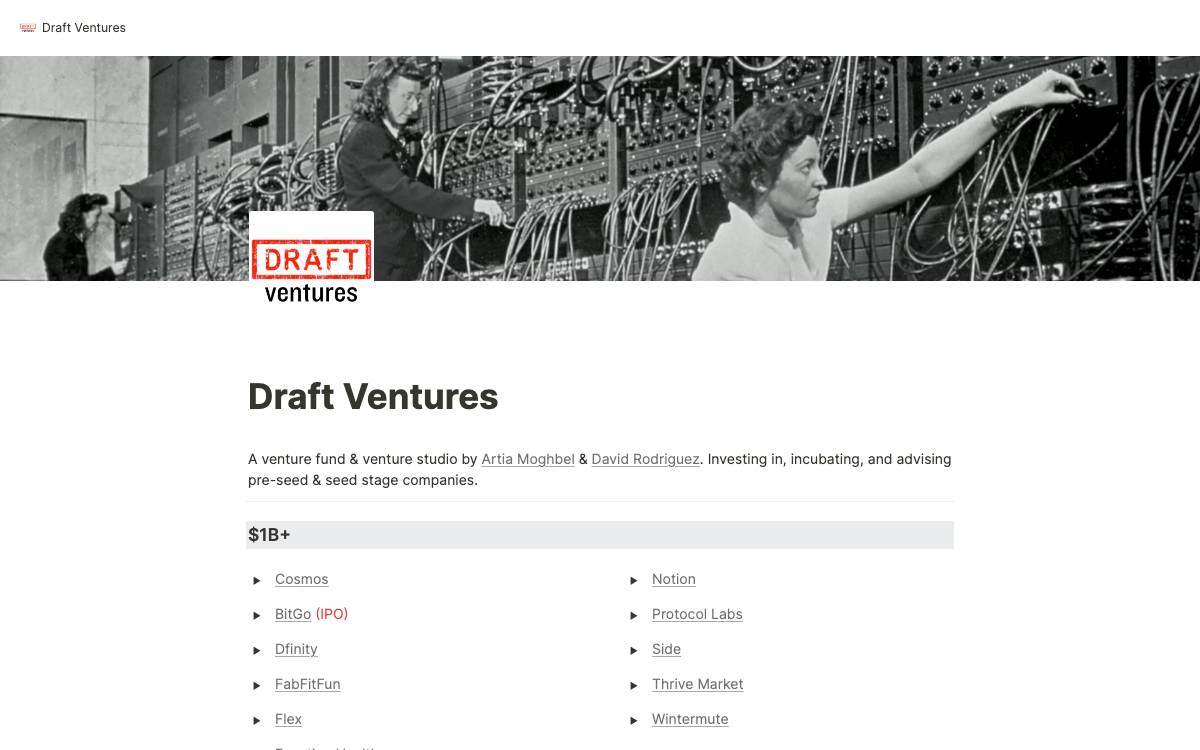 Draft Ventures Llc website preview