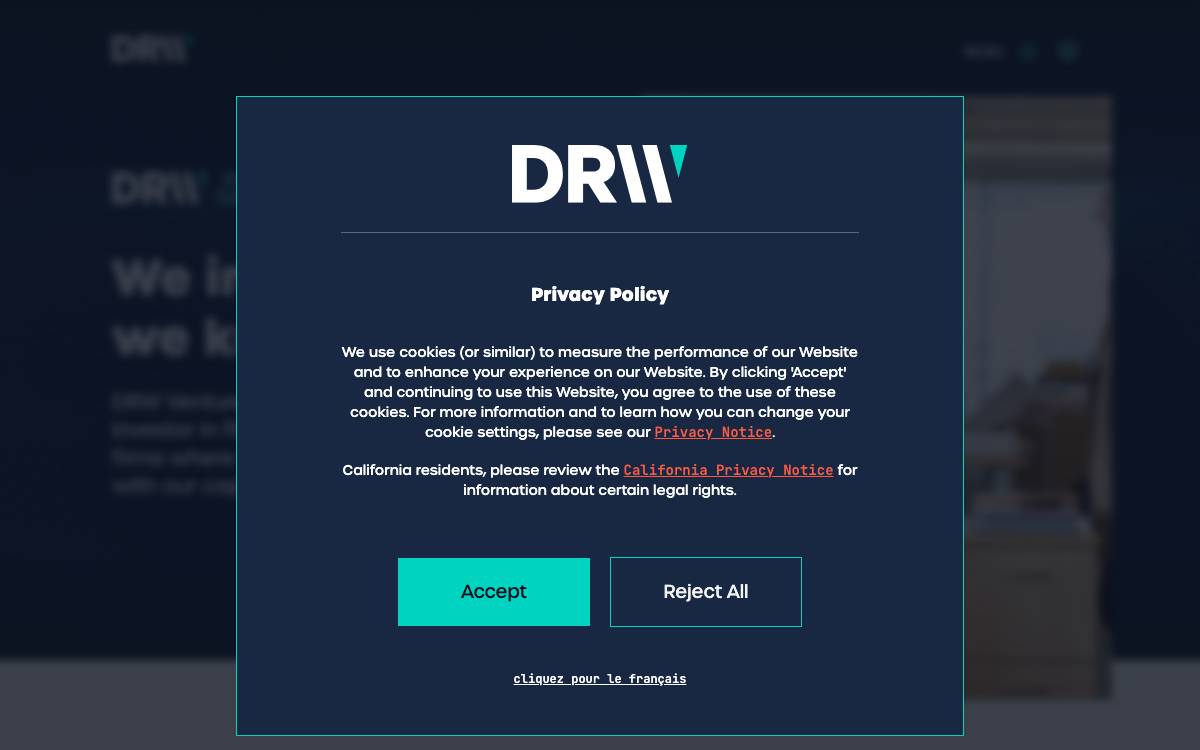 DRW Venture Capital website preview