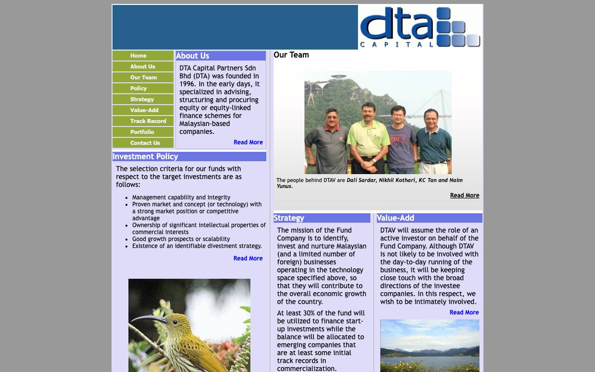 DTA Capital Partners Sdn. Bhd. website preview