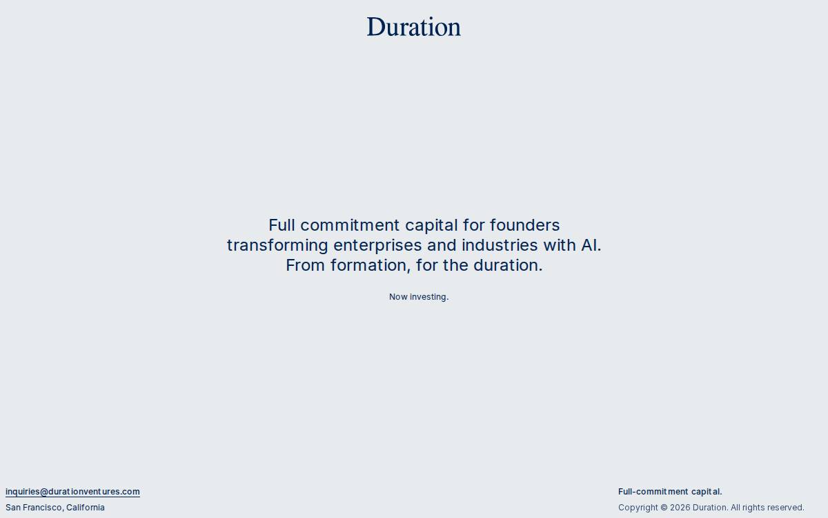 Duration Ventures website preview