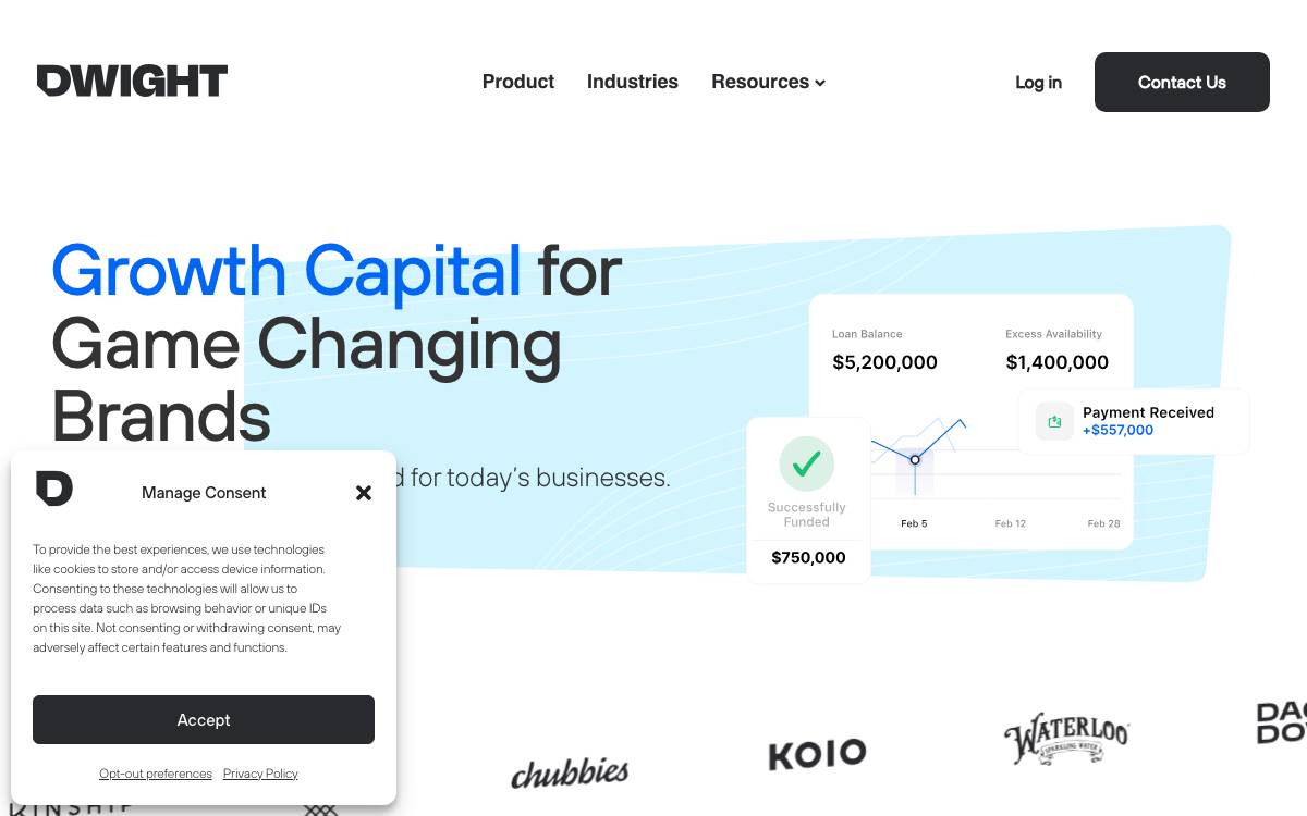 Dwight Funding website preview