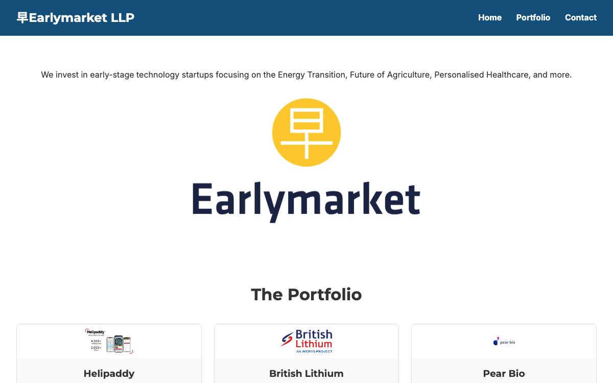 Earlymarket website preview