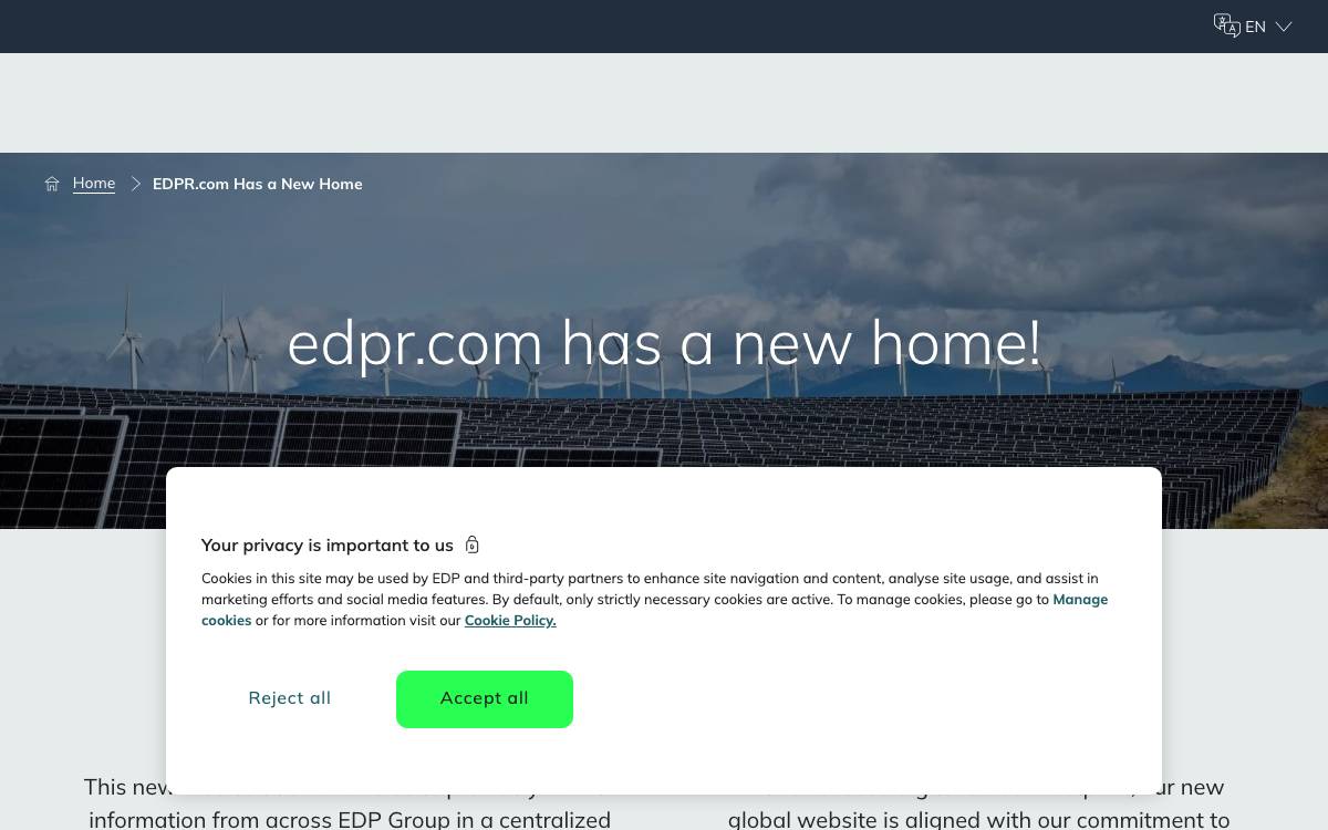 EDP Renewables website preview