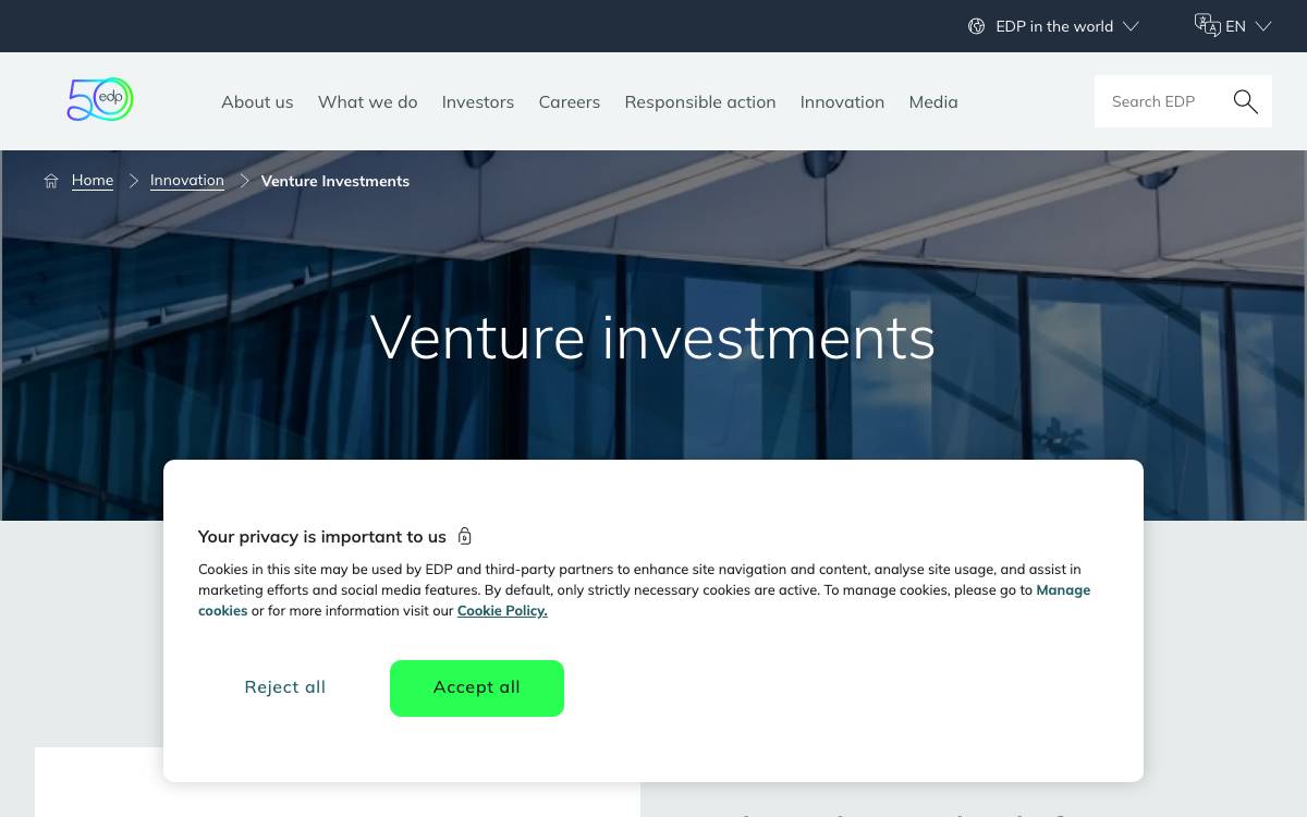 EDP Ventures website preview