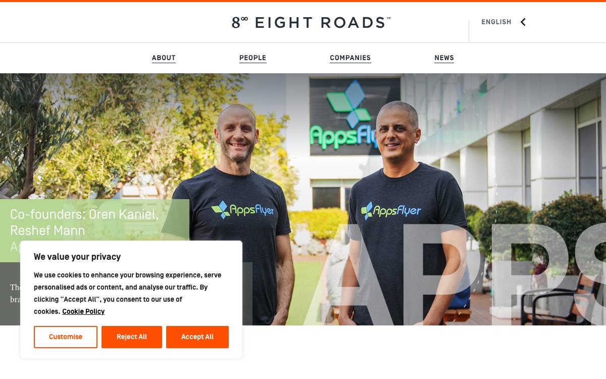 Eight Roads Ventures website preview