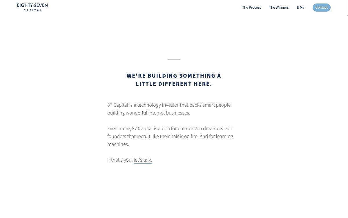 Eighty-Seven Capital website preview