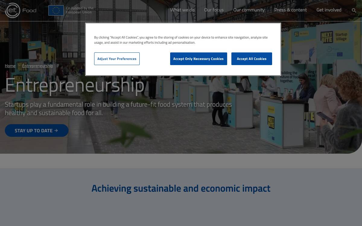 EIT Food Accelerator Network website preview