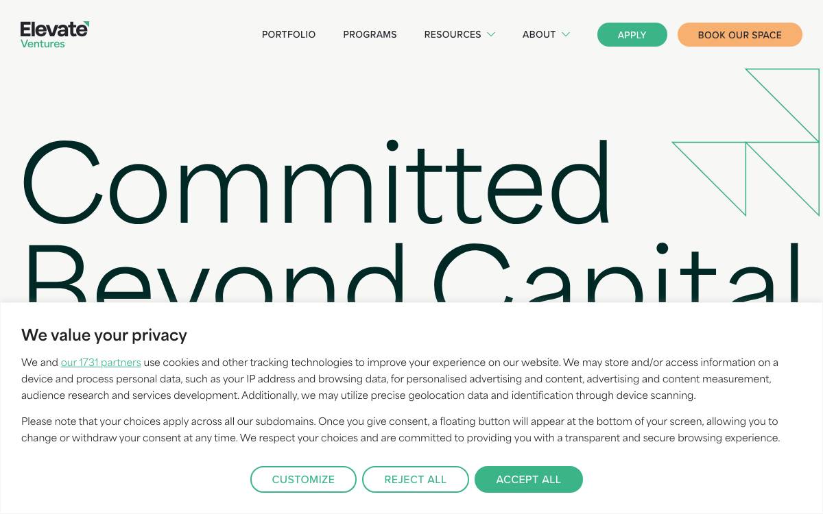 Elevate Ventures website preview