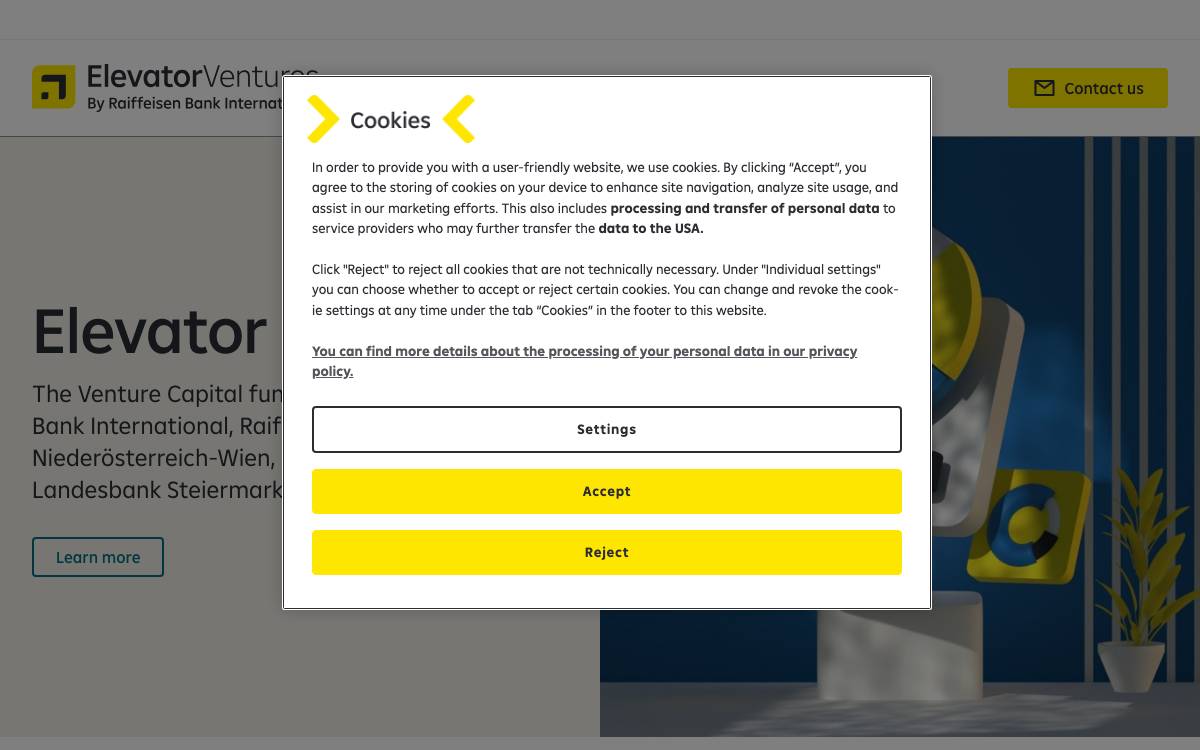 Elevator Ventures website preview